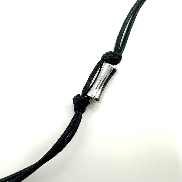 Chicos Chico's Black Cord Station Necklace Bars Minimalist Layering Retro - Picture 2 of 8